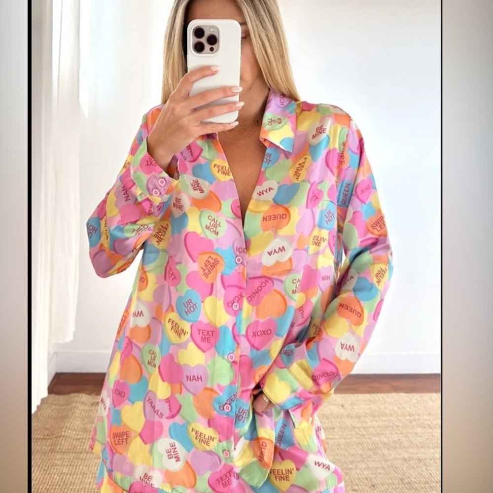 Show me your mumu candy Heart Print Pajama Set
